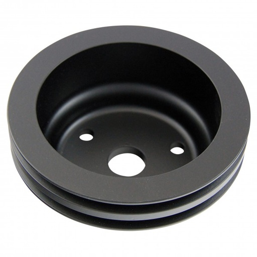 [69-244] Pulley Crankshaft Double Groove Lwp Black Alloy Small Block Chevrolet 265-400