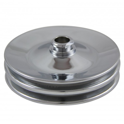 [69-275] Pulley GM Power Steering Dual Groove Chrome Steel 3/4" Shaft 5-3/4" Diam