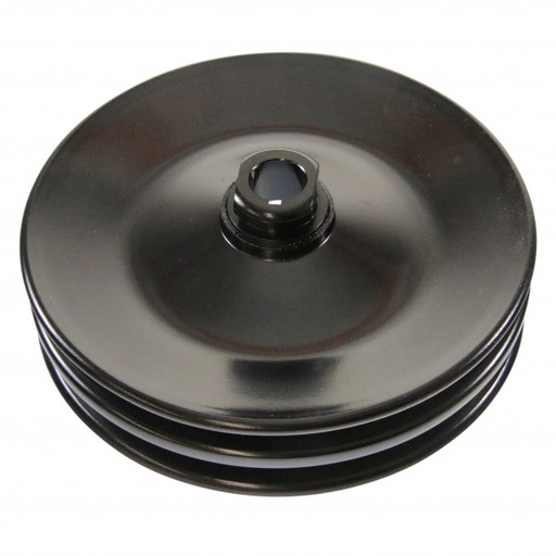 [69-278] Pulley GM Power Steering Double Groove Black Steel 5/8" Shaft 5-3/4" Diam