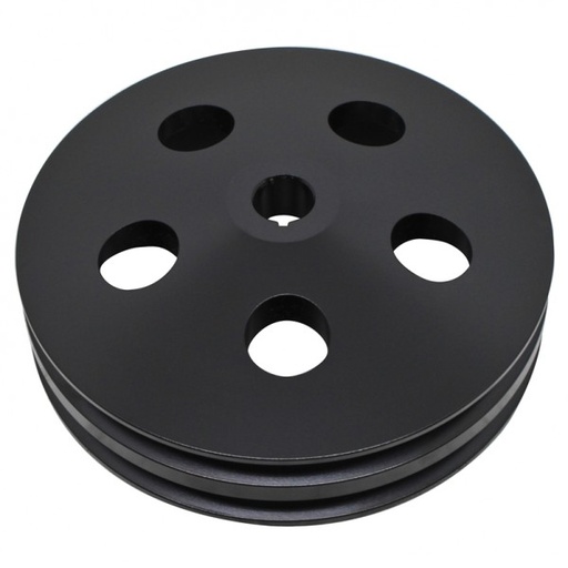 [69-279] Pulley GM Power Steering Double Groove Black Alloy 5/8" Shaft 5-3/4" Diam