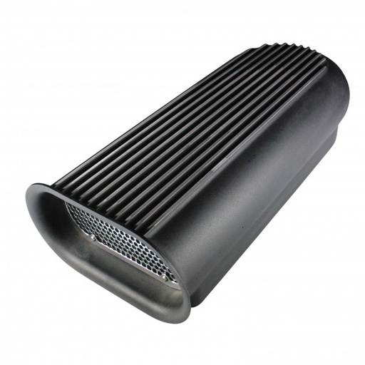 [69-324] Scoop Long (Hilborn Style) Black Finned Alloy Dual Carb 20" Long with filter