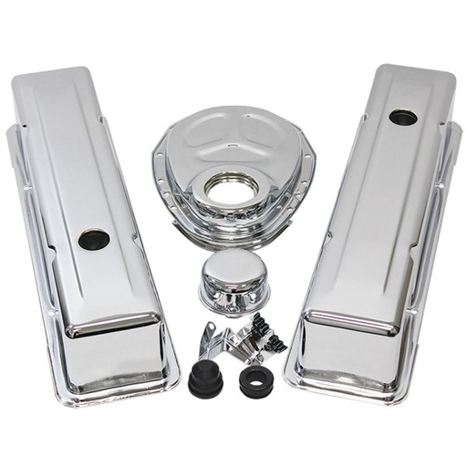 [69-354] Chevrolet Small Block V8  283-350 Engine Dress Up Kit Chrome Tall Valve Cover