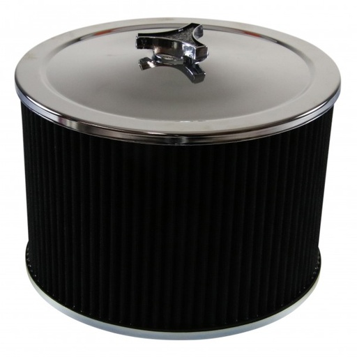 [69-612] Chrome Air Cleaner 9" Wide x 6" Tall Holley Edelbrock Carburettor Black Element