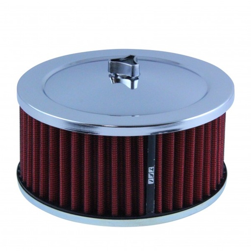 [69-615] Chrome Air Cleaner 6-3/8" Wide x 3" Tall Suit 2-5/16" Carb Red Washable Element