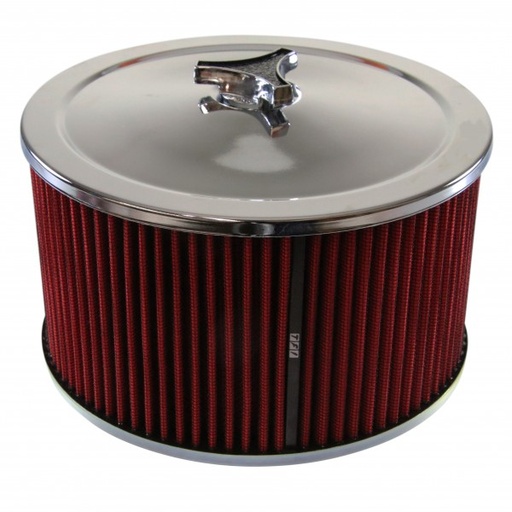 [69-626] Chrome Air Cleaner 9" Wide x 5" Tall Suit 2-5/16" Stromberg Carb Red Element