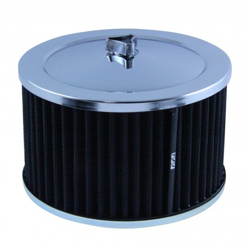 [69-635] Chrome Air Cleaner 6-3/8" Wide x 4" Tall Suit 2-5/8" Carb Black Washable Element