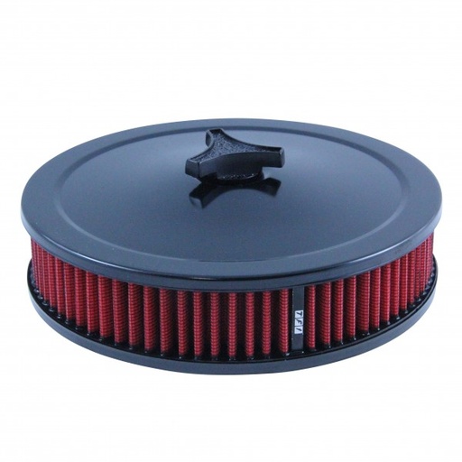 [69-672] Black Air Cleaner 9" Wide x 2" Tall Holley Edelbrock Carburettor Red Element