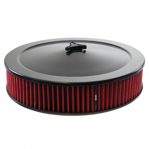 [69-679] Black Air Filter Cleaner 14" x 3" Holley or Holden Quadrajet Base Red Element
