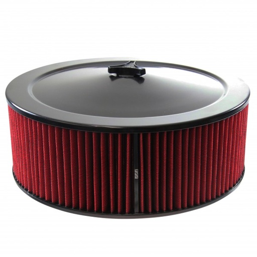 [69-683] Black Air Filter Cleaner 14" x 5" Holley or Holden Quadrajet Base Red Element