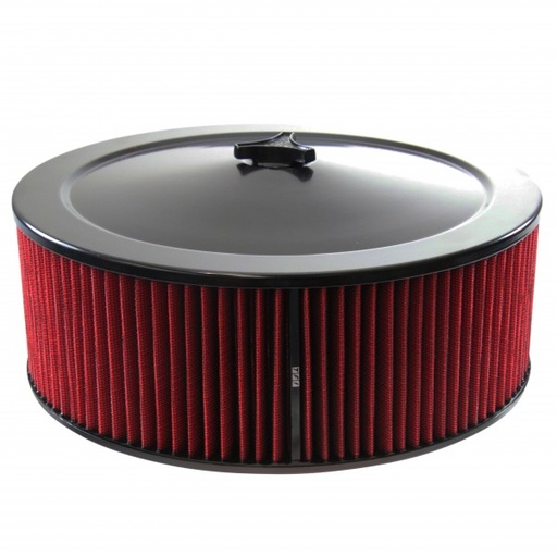[69-684] Black Air Filter Cleaner 14" x 5" Holley Rochester Recessed Base Red Element