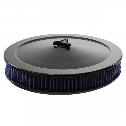 [69-688] Black Air Filter Cleaner 14" x 2" Holley or Holden Quadrajet Base Blue Element