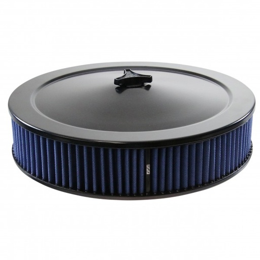[69-690] Black Air Filter Cleaner 14" x 3" Holley or Holden Quadrajet Base Blue Element