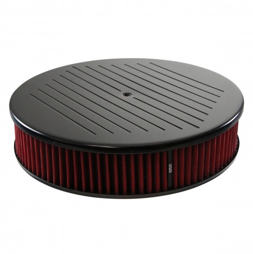 [69-718] Black Ball Milled Aluminium Air Cleaner 14" x 3" Holley Edelbrock Red Filter