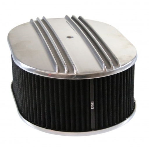 [69-720] Oval Dual Centre Finned Air Cleaner 12" x 4" Holley Edelbrock Quadrajet Carter