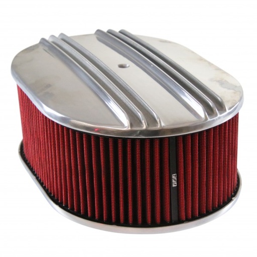 [69-721] Oval Dual Centre Finned Air Cleaner 12" x 4" Holley Edelbrock Quadrajet Carter