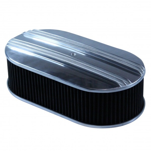 [69-722] Oval Dual Centre Finned Air Cleaner 15" x 4" Holley Edelbrock Quadrajet Carter