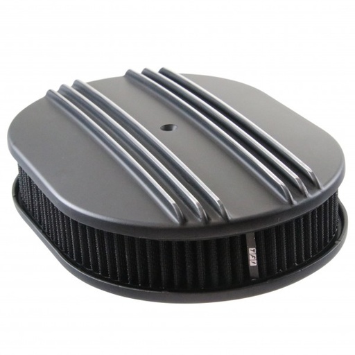 [69-728] Oval Black Dual Centre Finned Air Cleaner 12" x 2" Holley Edelbrock Quadrajet
