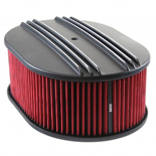 [69-731] Oval Black Dual Centre Finned Air Cleaner 12" x 4" Holley Edelbrock Quadrajet