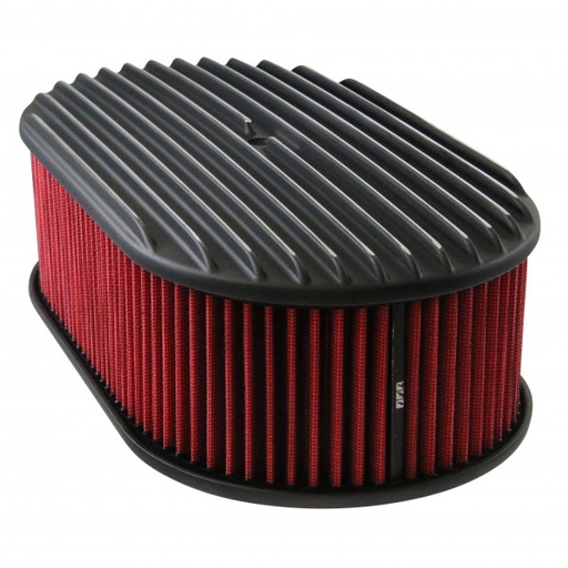 [69-739] Oval Black Full Finned Air Cleaner 15" x 4" Holley Edelbrock Quadrajet Carter
