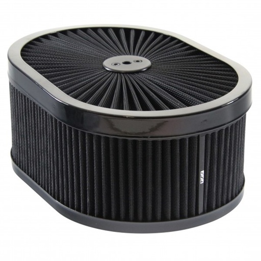 [69-750] Oval Extraflow Black Edge Black Air Cleaner 12"x 4" Holley Edelbrock Quadrajet