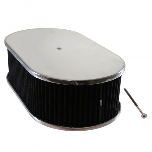 [69-751] Oval Smooth Air Cleaner 15" x 4" Holley Edelbrock Quadrajet Carter Black Filter