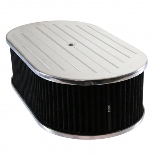 [69-753] Oval Ball Milled Air Cleaner 15" x 4" Holley Edelbrock Quadrajet Black Filter