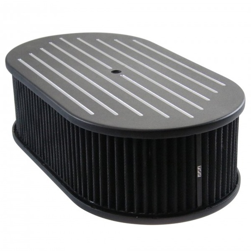 [69-756] Oval Black Ball Milled Air Cleaner 15" x 4" Holley Edelbrock Quadrajet Carter
