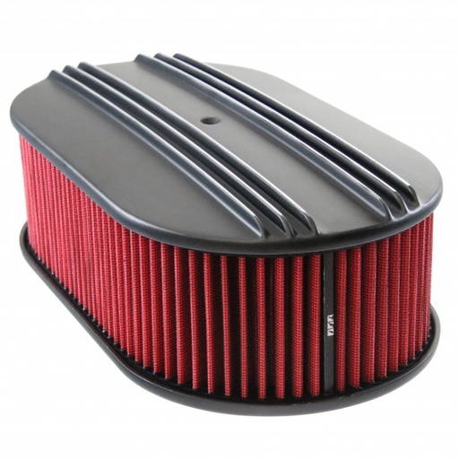 [69-759] Oval Black Dual Centre Finned Air Cleaner 15" x 4" Holley Edelbrock Quadrajet