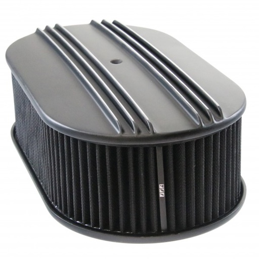 [69-760] Oval Black Dual Centre Finned Air Cleaner 15" x 4" Holley Edelbrock Quadrajet