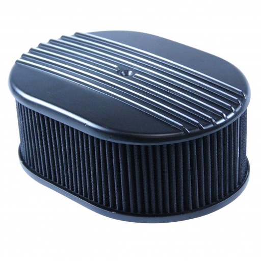 [69-765] Oval Black Half Finned Air Cleaner 12" x 4" Holley Edelbrock Quadrajet Carter