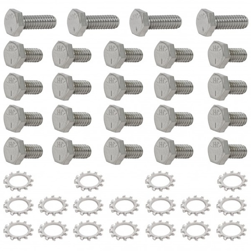 [9805] Oil Pan Bolt Kit Chevrolet Sm Block 265-400 Chrome Hex Head with Washers