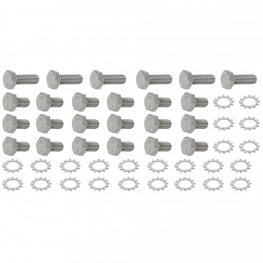 [9808S] Oil Pan Bolt Kit Ford Cleveland/Windsor Chrome Hex Head with Washers