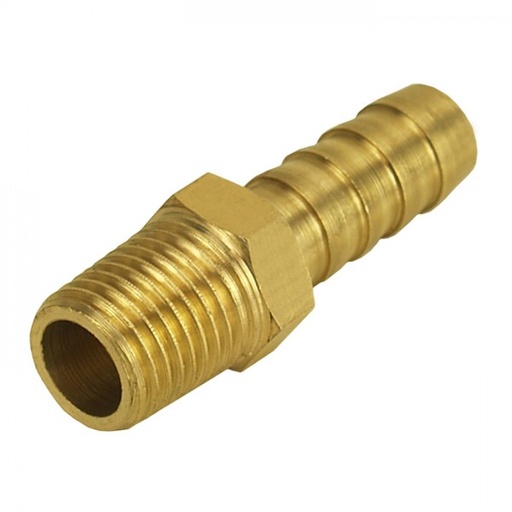 [98100] Straight Hose Fitting 1/4 NPT Male Thread x 3/8 Barb Hose Tail End