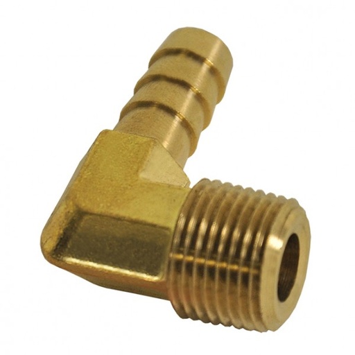 [98233] 90 Degree Hose Fitting 3/8 NPT Male Thread x 3/8 Barb Hose Tail End