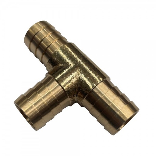 [BT34] 3-Way Brass Tee Piece 3/4" (19.1mm) Barbed Hose Tube Ends