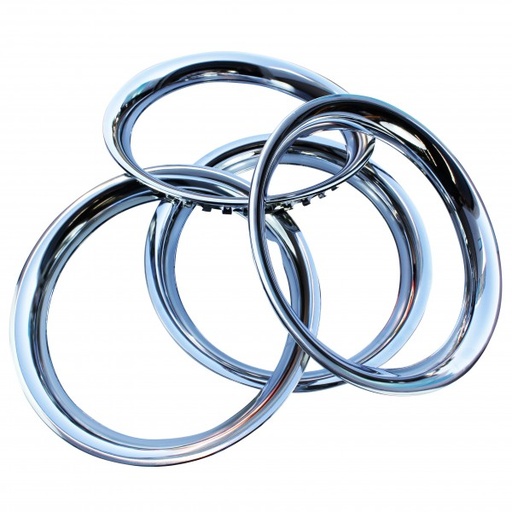 [CF-1038113SC] Chrome Wheel Trim Rings Beauty (Band) 13" set 4. Steel Chrome Finish Band Ring