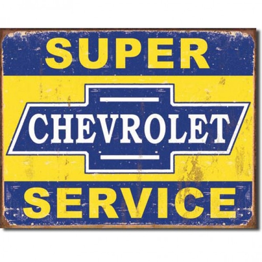 [MSI1355] Super Chevrolet Service Weathered Metal Sign 41cm x 32cm