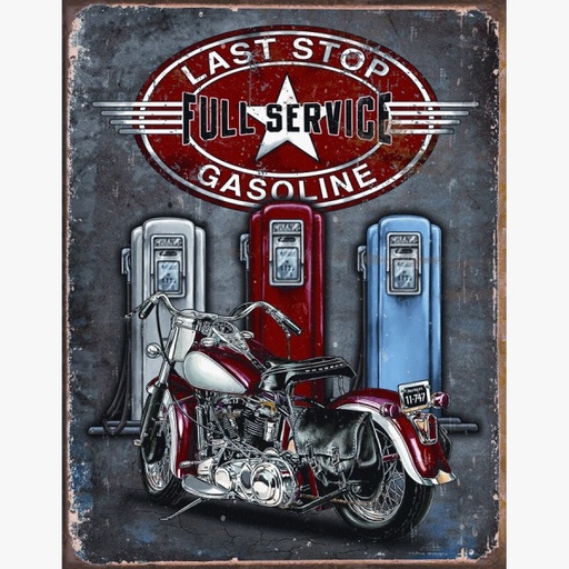 [MSI1566] Last Stop Gasoline Full Service Metal Sign Reproduction 32cm x 41cm