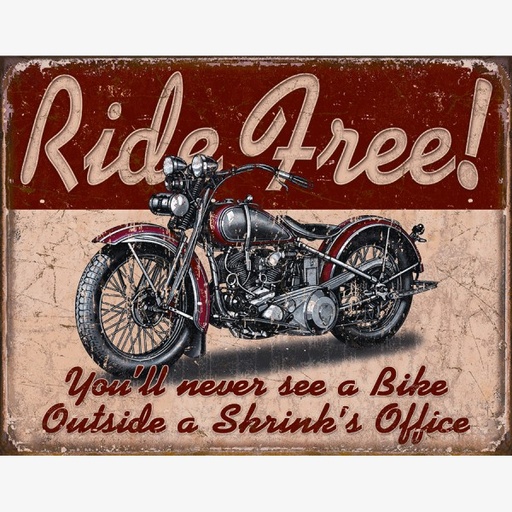 [MSI1699] Ride Free You'll Never See a Bike Metal Sign Reproduction 41cm x 32cm