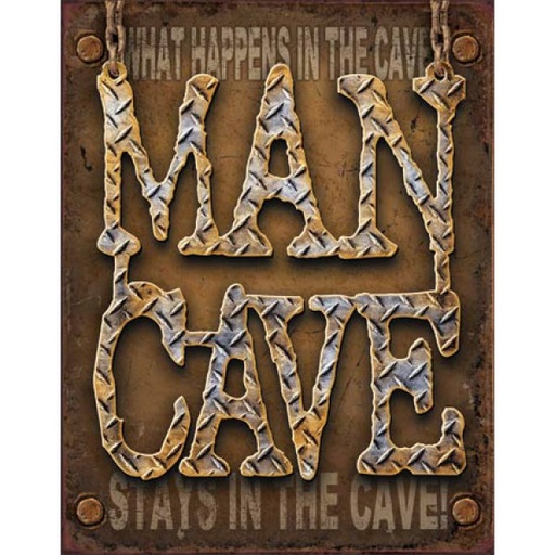 [MSI1701] Man Cave What Happens In The Man Cave Metal Sign Reproduction 32cm x 41cm