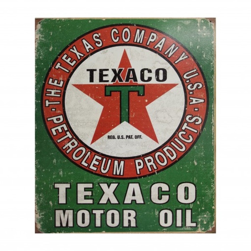 [MSI1927] Texaco Motor Oil Green Weathered Metal Sign Reproduction 32cm x 41cm