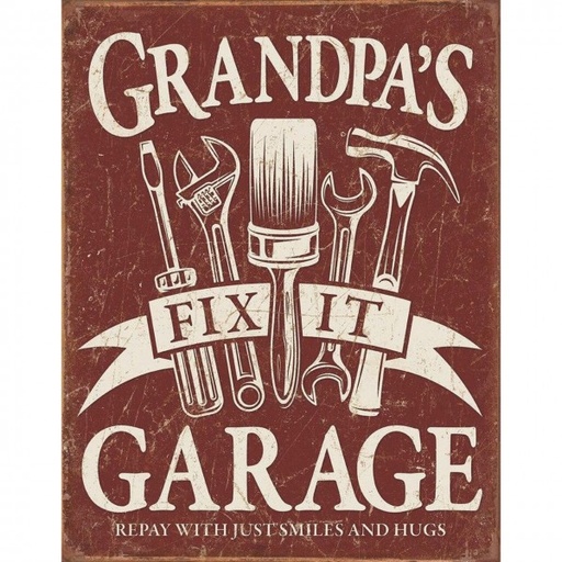 [MSI2264] Grandpas Fix It Garage Metal Sign Reproduction 32cm x 41cm