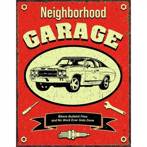 [MSI2440] Neighbourhood Garage Metal Sign Reproduction 32cm x 41cm