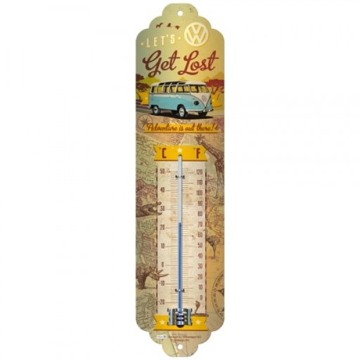 [NA80306] Thermometer VW Bulli/Kombi C+F Get Lost  6.5cm x 28cm In Hang Sell