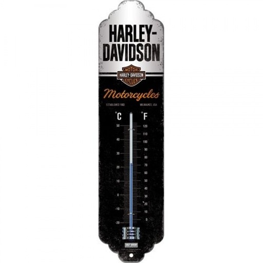 [NA80342] Thermometer Harley Davidson Motorcycles C+F 6.5cm x 28cm In Hang Sell