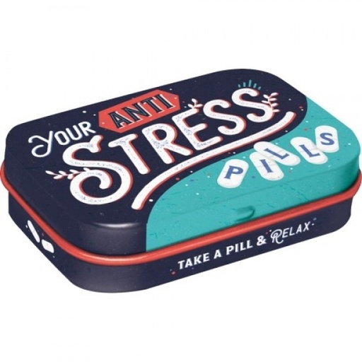 [NA81386] MintBox: Anti Stress Pills Size:4x6 x1.6cm sugar free mints 34gm