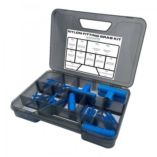 [NYGRAB] Nylon Straight Male Joiner, 3-Way Nylon Tee and Y Piece Fittings Grab Kit - 43 Piece