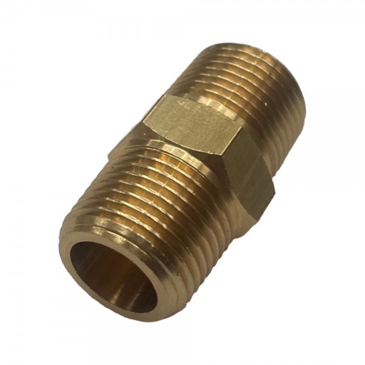 [P2703] Brass Hex Nipple 3/8" (16.7mm) Male BSP Thread