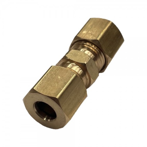 [P403] Brass Double Compression Union 1/4" (6.3mm) Hose Tube