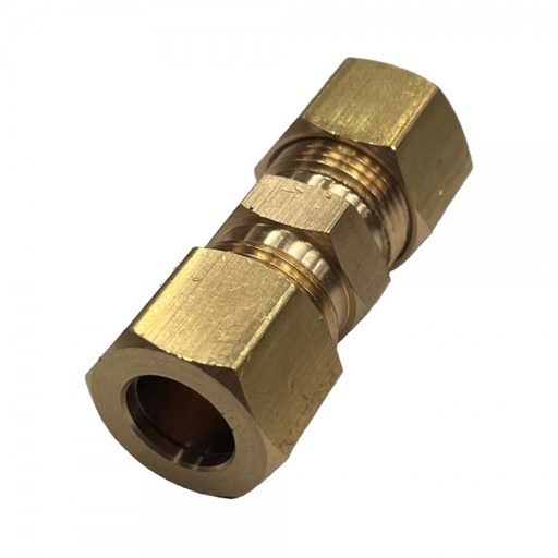 [P405] Brass Double Compression Union 3/8" (9.5mm) Hose Tube
